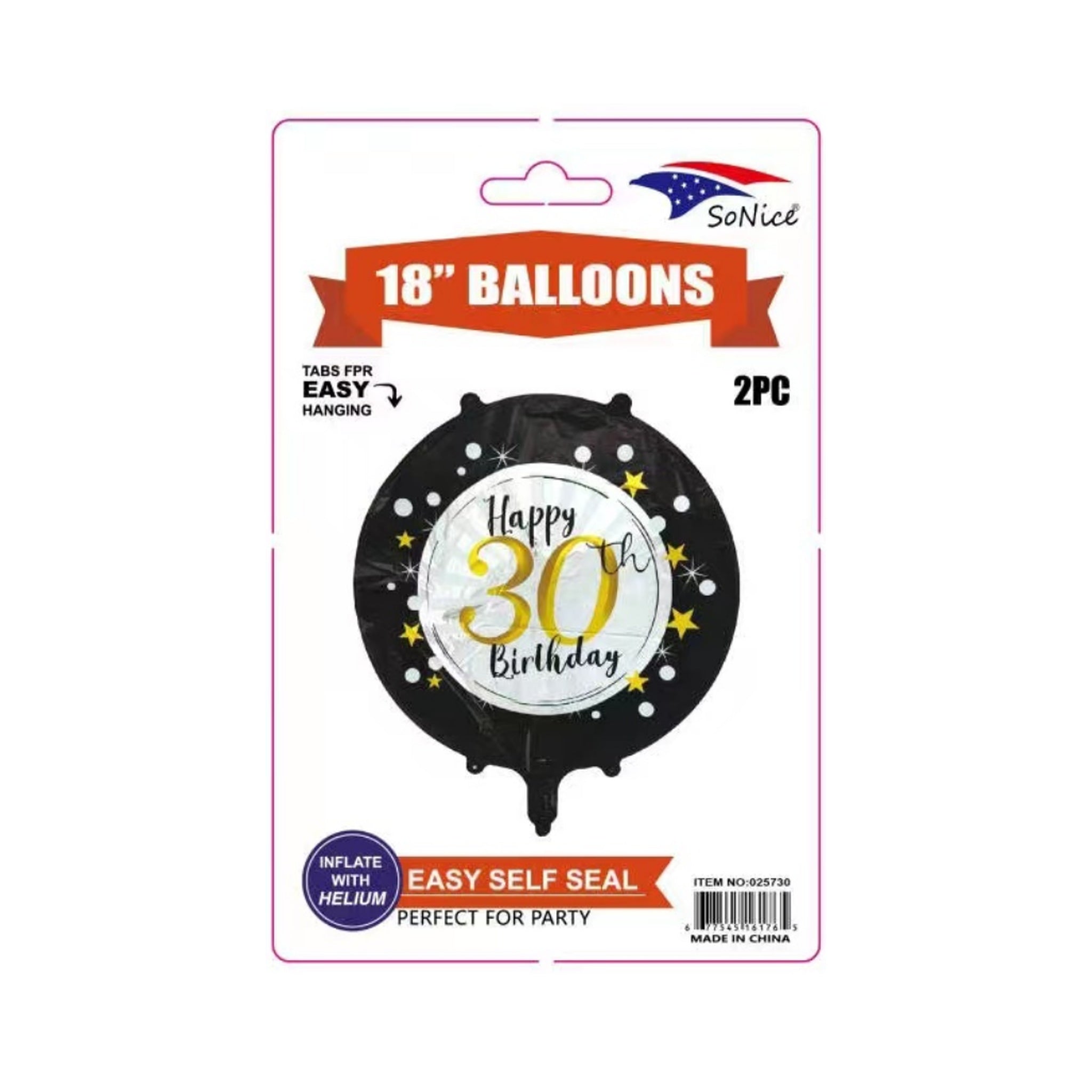 2Pc M/Balloon Happy Birthday 30